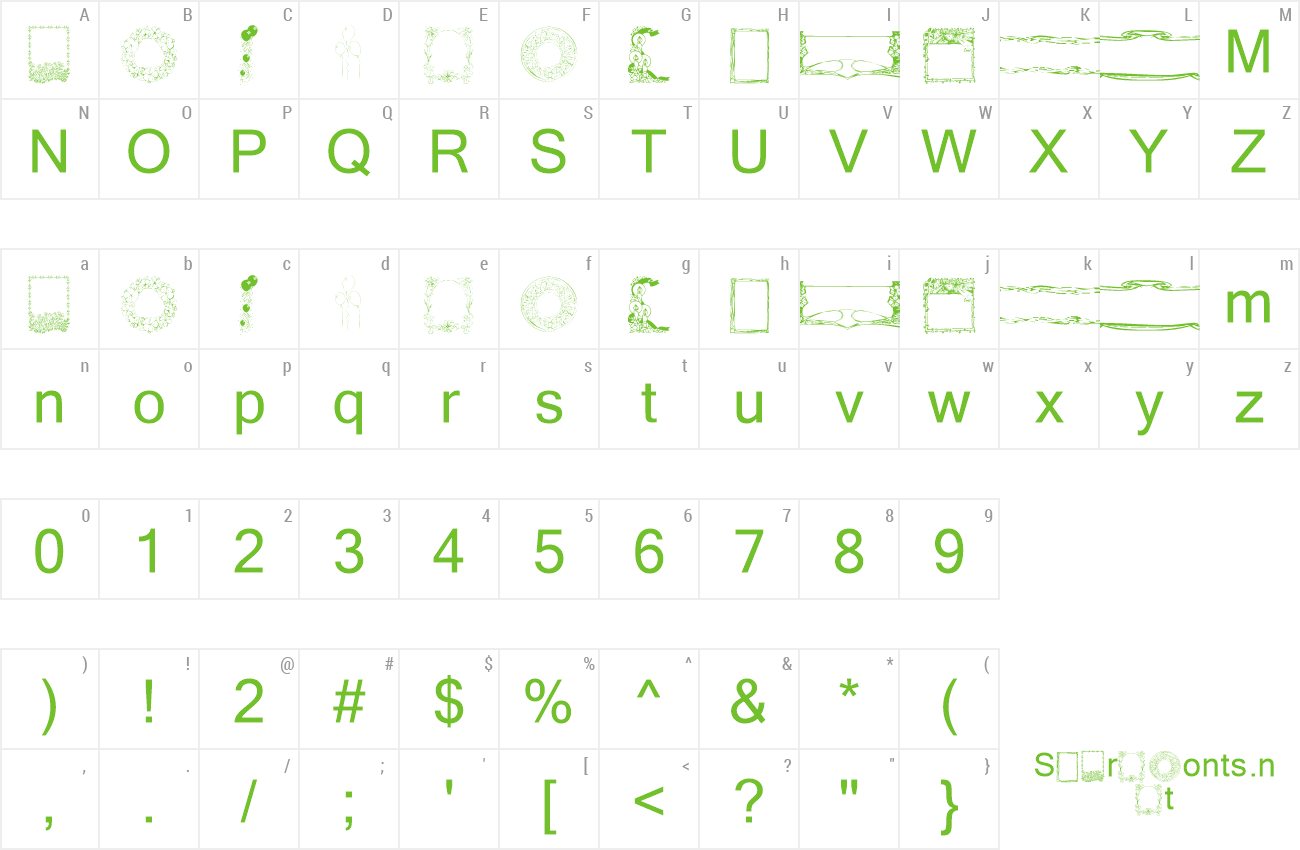 Font KR Fab Frames and Borders preview